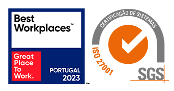Best Workplaces Portugal 2022 stamp and ISO 27001